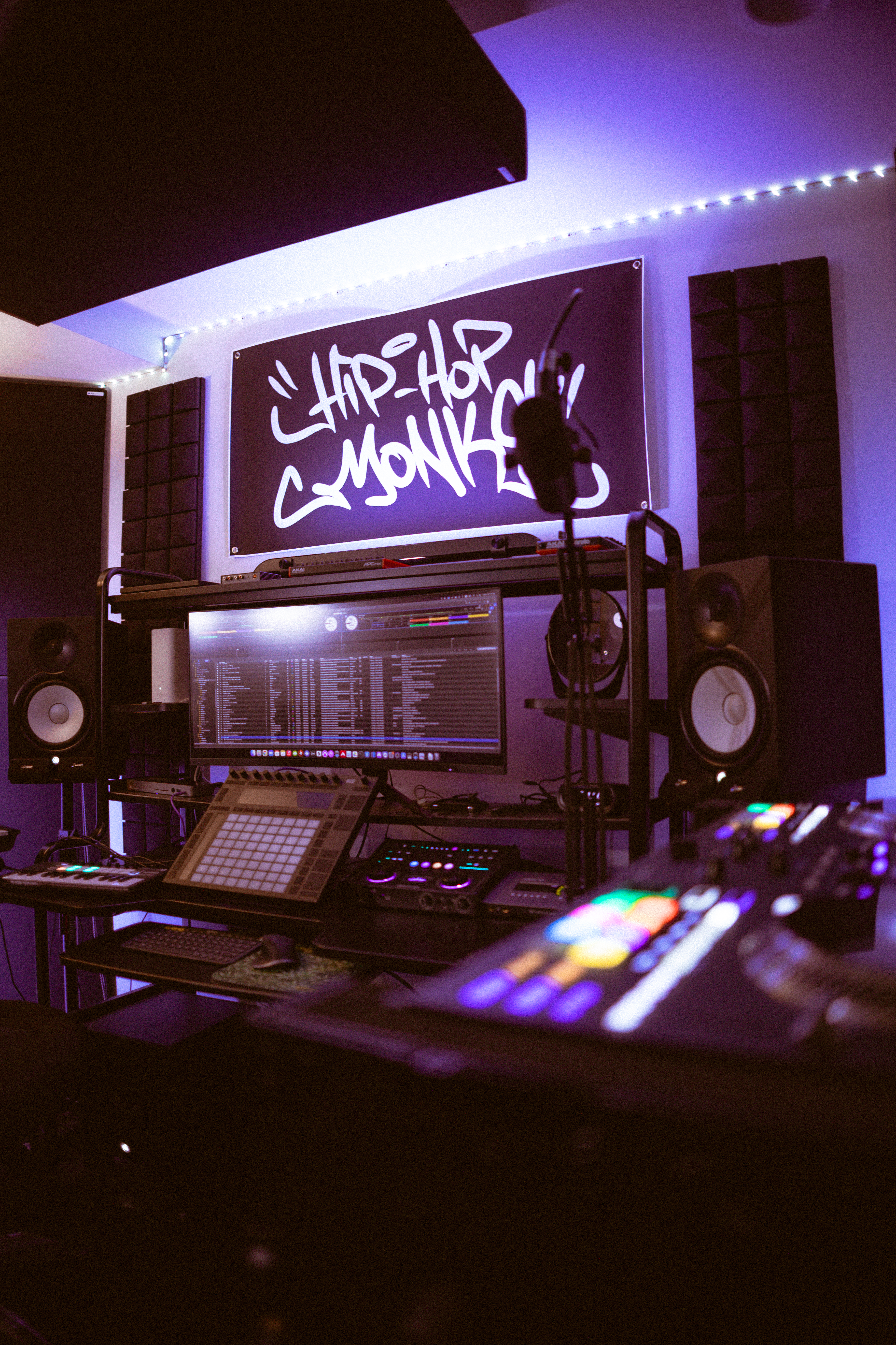 Recording equipment and microphone inside Dojo Studios